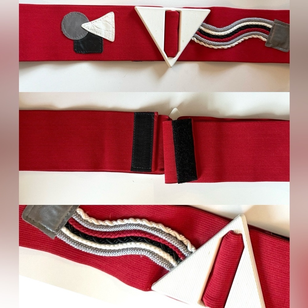 Vintage 80s elastic and plastic belt. 33-44" waist